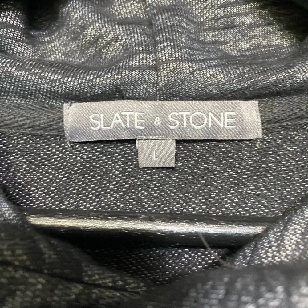Slate & Stone Black Marl pouched Hoodie Men’s LG - Picture 3 of 4